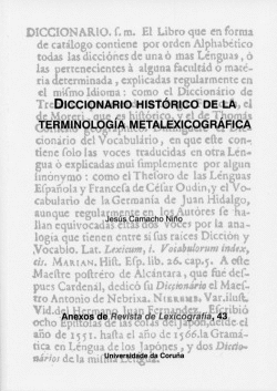 DICCIONARIO HISTRICO DE LA TERMINOLOGA METALEXICOGRFICA